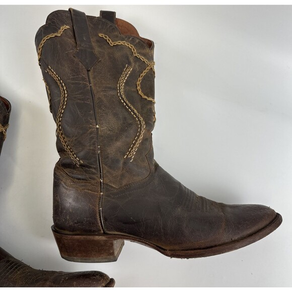 Dan Post Albany Boot Western Cowboy Brown Leather Bucklace Pull One Mens 9 EWide - Picture 8 of 16